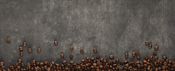 Coffee frame on grunge gray line abstract background