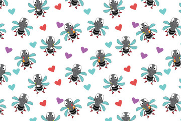 cute mosquito animal cartoon pattern