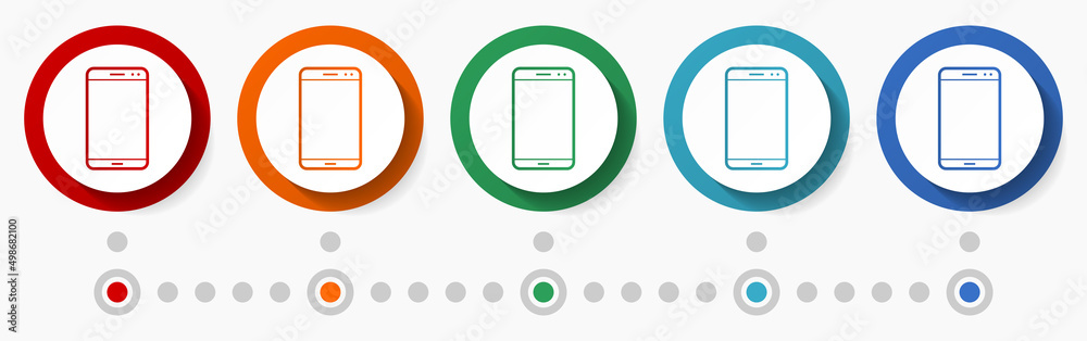 Poster mobile phone, smartphone concept vector icon set, infographic template, flat design colorful web but
