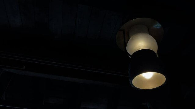 Old lamps on the background of iron on the attraction steam locomotive. High quality 4k footage