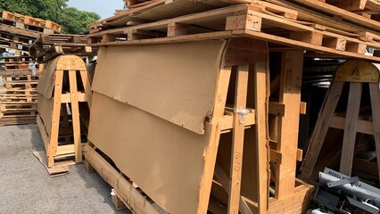 Bulky piles of waste pellets, recycled items, waiting for garbage collection. 