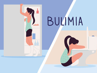 bulimia eating disorders - obrazy, fototapety, plakaty