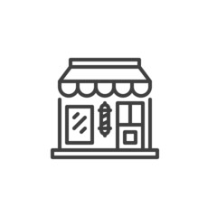 Barber shop building line icon