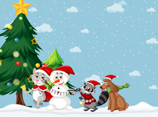 Christmas holidays with winter background