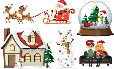 Christmas theme with Santa and snowman