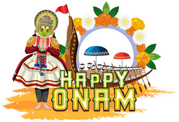 Fototapeta na wymiar Onam Hindu harvest festival poster