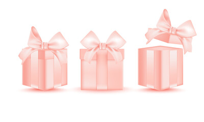 set peach color  gift box with ribbon