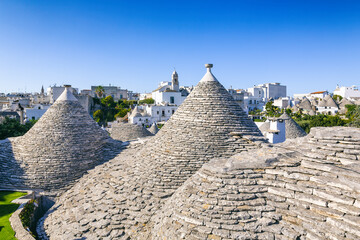 Alberobello, Puglia. Urban landscape with the trulli, original and ancient houses of this region