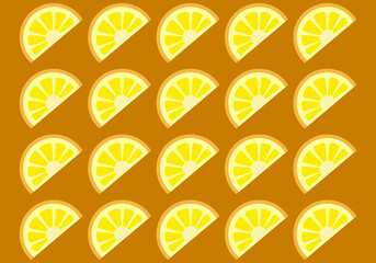 Rodajas de limón en fondo naranja. 