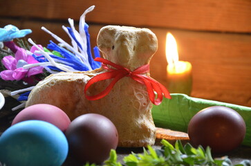 easter lamb with glittering easter eggs