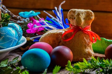 easter lamb with glittering easter eggs