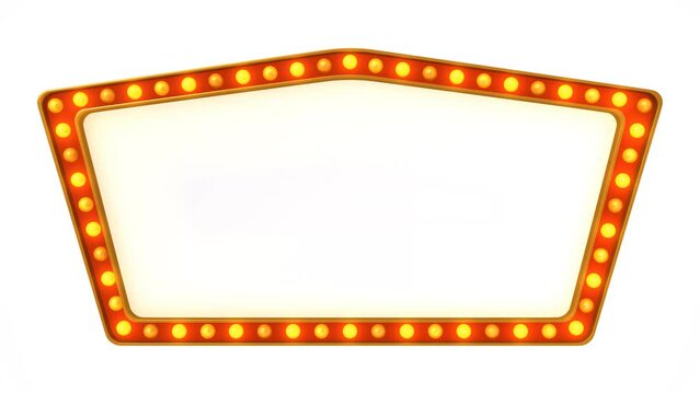 Red marquee light board sign retro on white background. 3d rendering