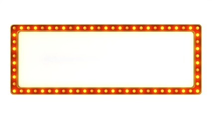 Red marquee light board sign retro on white background. 3d rendering