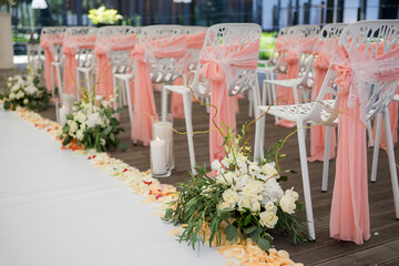 wedding ceremony under a canopy outdoors