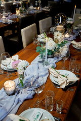napkins on the table with a seating card restaurant wedding decor