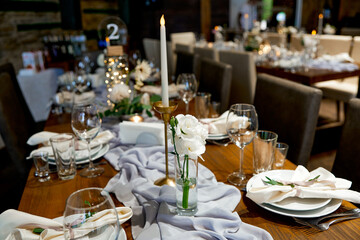 napkins on the table with a seating card restaurant wedding decor