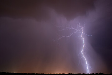 double lightning in the night sky bright flash