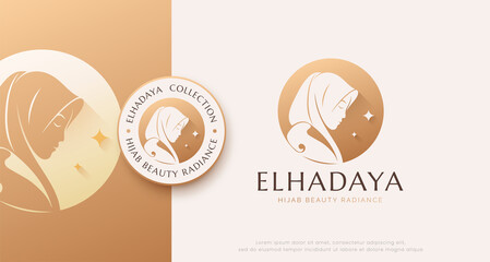 Islamic woman silhouette wearing hijab logo