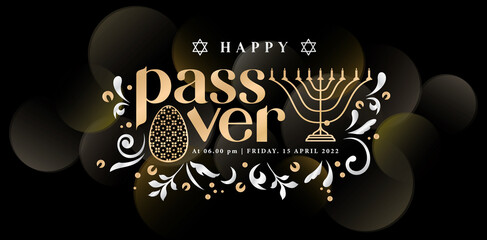 Happy Passover Day with gold colors background, applicable for website banner, corporate poster, business sign, social media posts, ads campaign, advertising agency, greeting cards, Instagram feeds