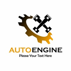 Gear and piston symbol logo template illustration