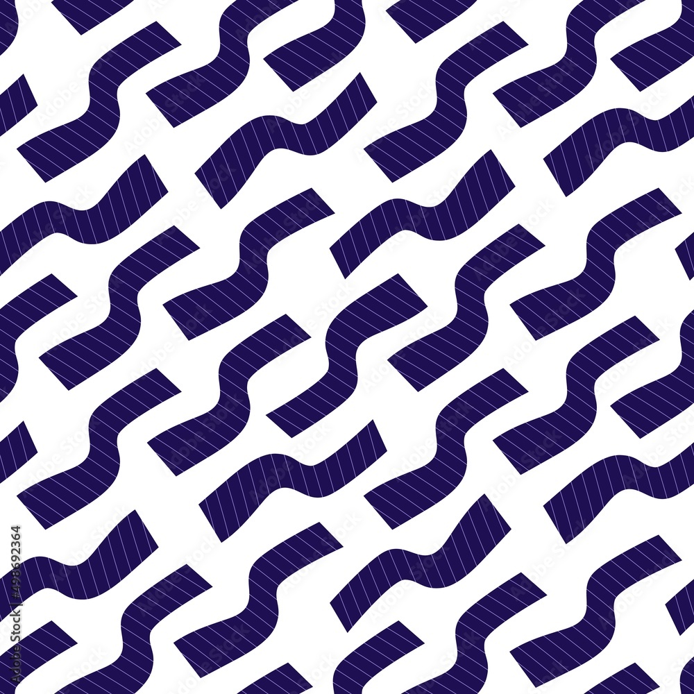 Poster Seamless pattern with abstract repeating print. Endless background design with wave stripes. Repeatable printable textile texture with curves, wavy strips. Flat vector illustration for modern fabric