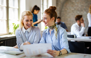 Fototapeta premium Group of multiethnic business people working at the office. Startup finance teamwork concept