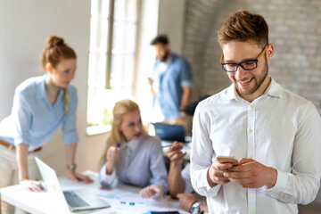 Group of multiethnic business people working at the office. Startup finance teamwork concept