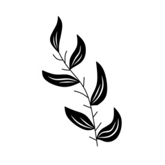 Stock illustration black and white leaf design