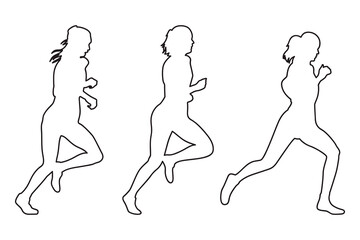 Female runner line silhouette collection
