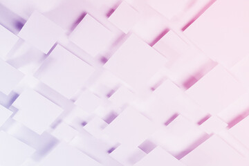 Bright shining very peri and pink geometric pattern of rhombuses  with soft light gradient shadows, top view. Airy abstract background in futuristic style.