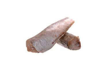 frozen fish isolated on white background