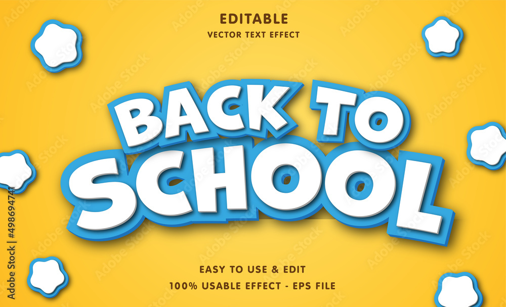 Fototapete back to school editable text effect with modern and simple style, usable for logo or campaign title