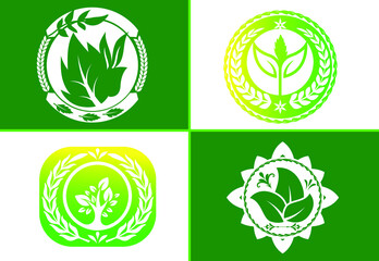 Creative green leaf logo and icon design template