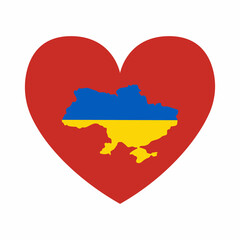 Stop War in Ukraine concept vector illustration. Heart, love for Ukraine, Ukrainian flag and map illustration. Save Ukraine from Russia. Vector illustration