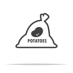 Bag of raw potatoes icon vector isolated