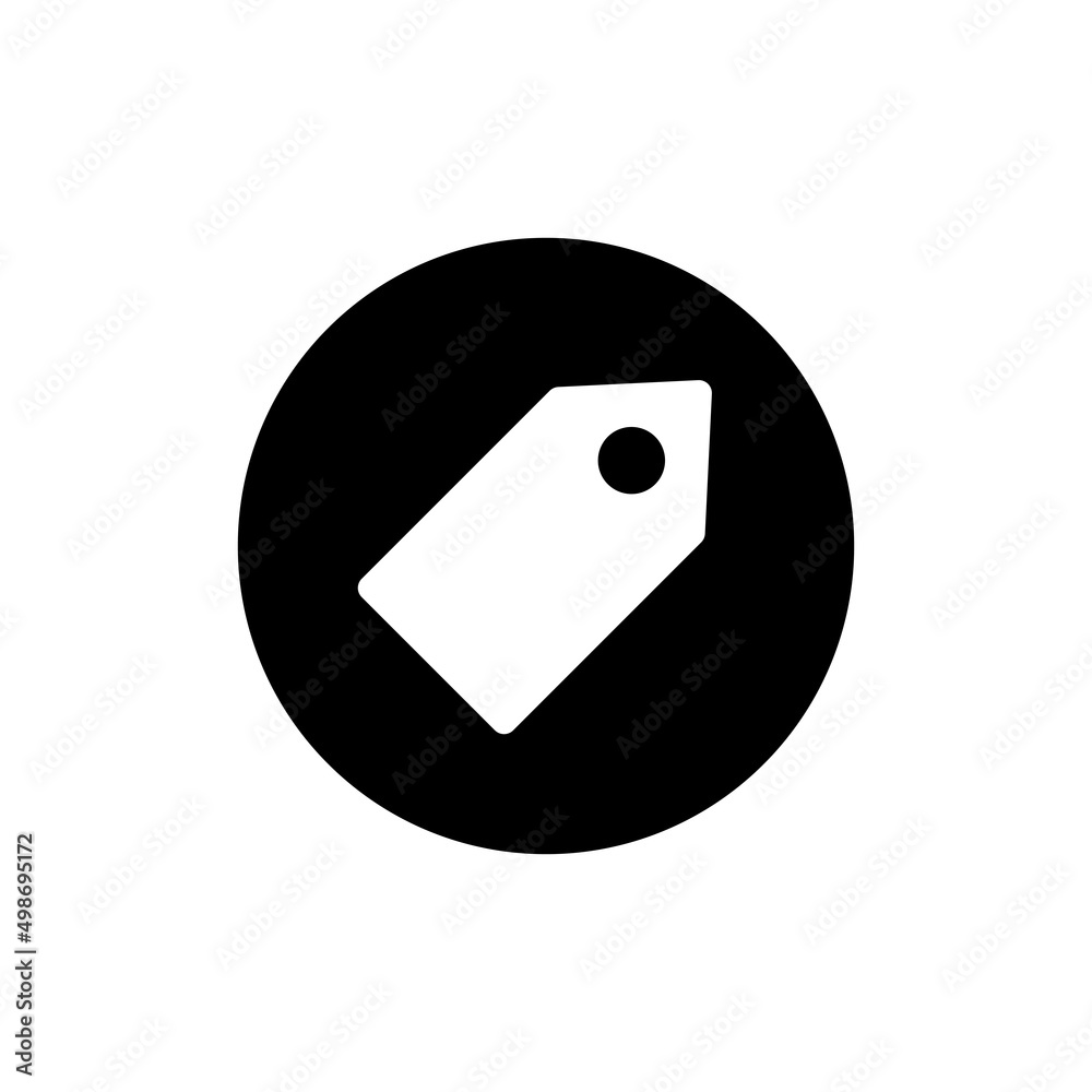 Wall mural tag icon in black round