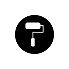 Paint roller icon in black round