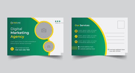 Corporate business postcard or eddm postcard design template layout, digital marketing business postcard