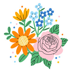 Summer flowers colorful vector composition