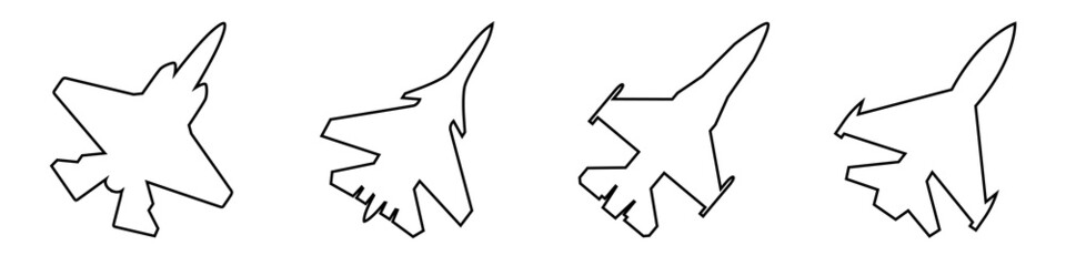 Fighter jet icon vector set. air Force illustration sign collection. aviation symbol.
