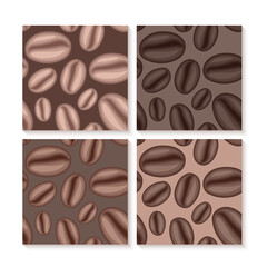 Set of seamless background with coffee beans, Coffee Wallpaper Pattern, Vector illustration