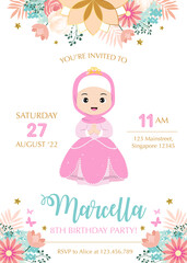 Hijab Princess Birthday Party Invitation
