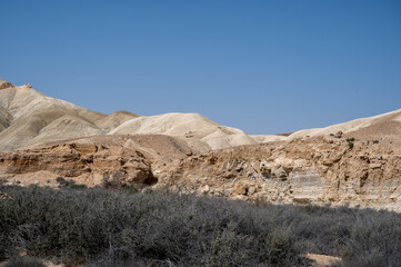 Fototapeta na wymiar Landscape in the Negev desert near Borot Lotz. Near the border with Egypt.