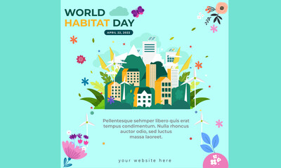 Vector illustration concept elements for World Habitat Day. 