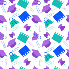 Obraz premium Hand drawn end of school seamless pattern.