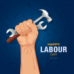 Fototapeta premium 1st May Happy Labour Day, International workers day, toolbox instrument 