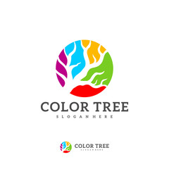 Colorful Tree logo vector template, Creative Tree logo design concepts