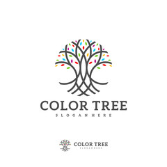 Colorful Tree logo vector template, Creative Tree logo design concepts