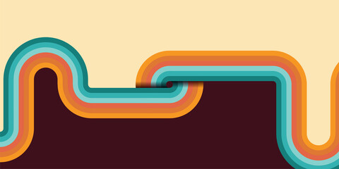 abstract stylish retro vintage era line frame illustration 1970 shapes vector style stripes background poster design graphic