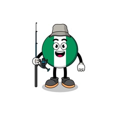 Mascot Illustration of nigeria flag fisherman